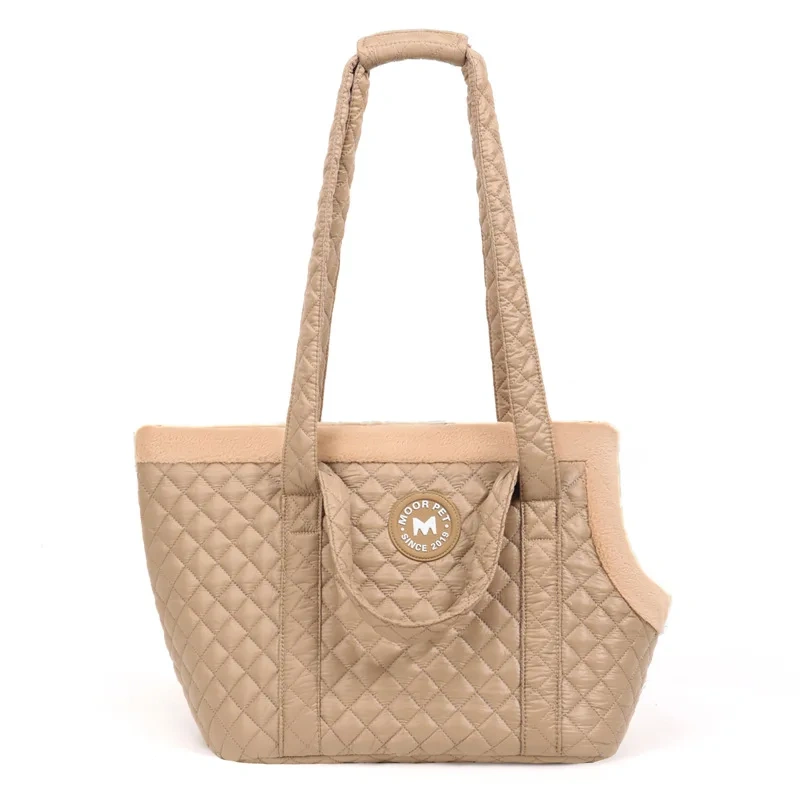 Pet Cat Tote Bag Autumn/Winter Ultra Light Quilted Cotton Pet Tote Bag Single Shoulder Cat Outdoor Bag