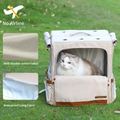Cat Backpack Carrier for Large Cats, Shaded Waterproof Small Dog Backpack with Breathable Mesh, Soft Side Safety Pet Backpack