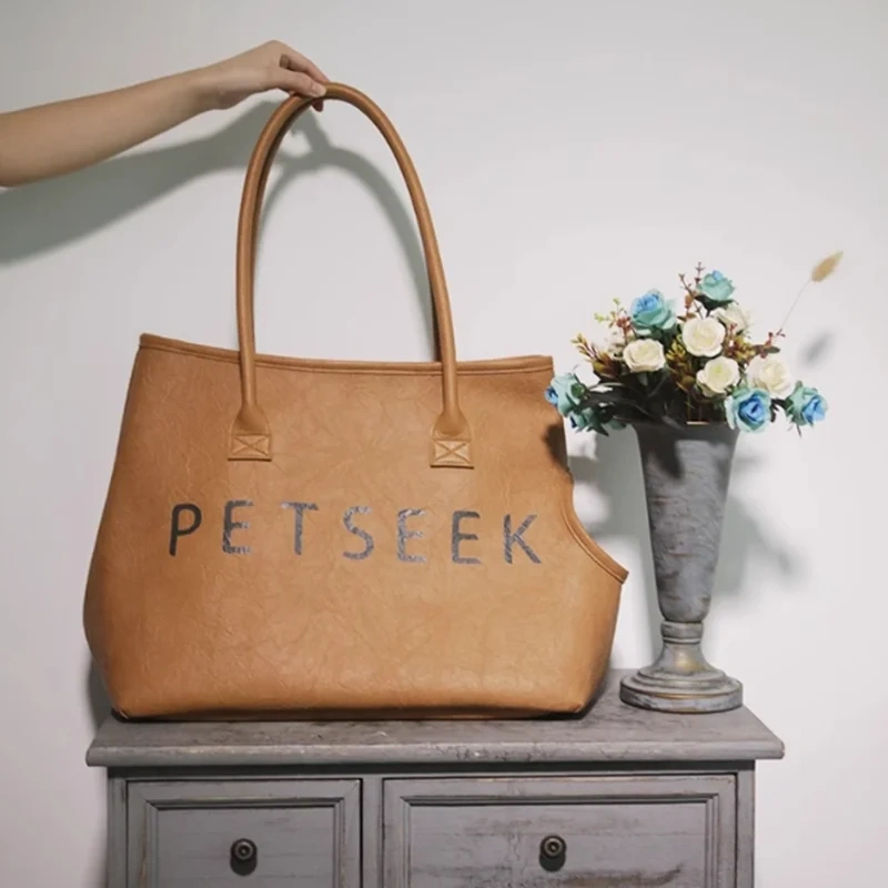Leather Tote Pet Bag  Foldable Cat Carrier Bag  Transporte Gato Small Dog Carrier Bags  Cats Handbag puppy Accessories