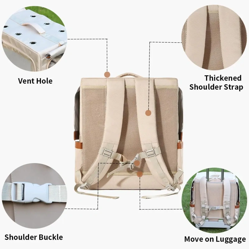 Cat Backpack Carrier for Large Cats, Shaded Waterproof Small Dog Backpack with Breathable Mesh, Soft Side Safety Pet Backpack