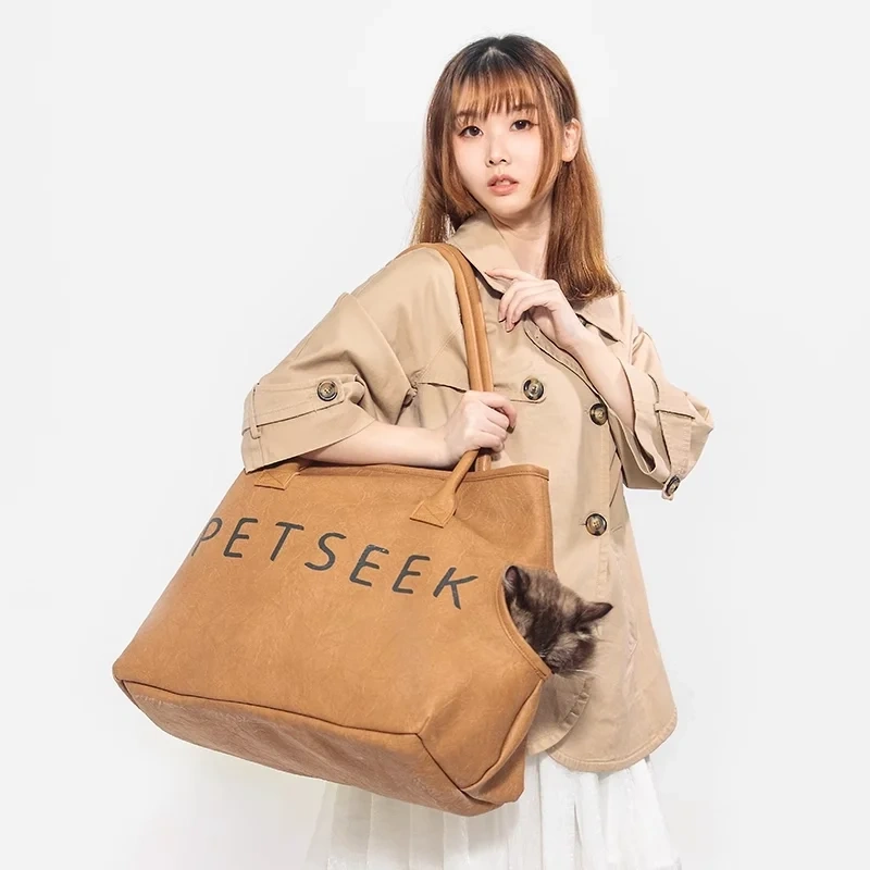 Leather Tote Pet Bag  Foldable Cat Carrier Bag  Transporte Gato Small Dog Carrier Bags  Cats Handbag puppy Accessories