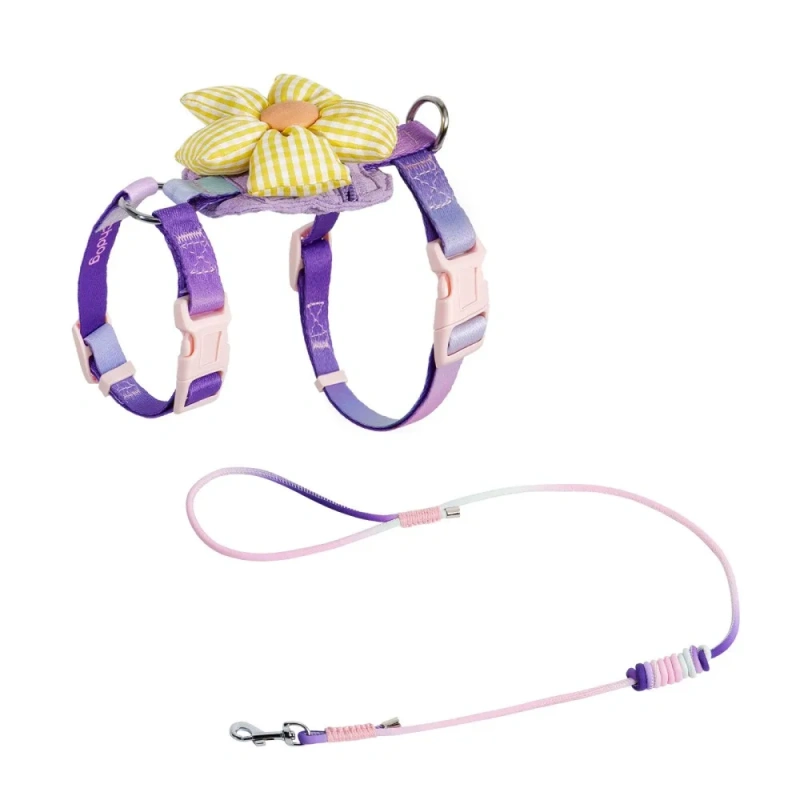 Touchdog Cat Harness Leash Set Durable Adjustable Nylon Harness Floral Pattern Soft Breathable Comfort for Small Cats Cute Style