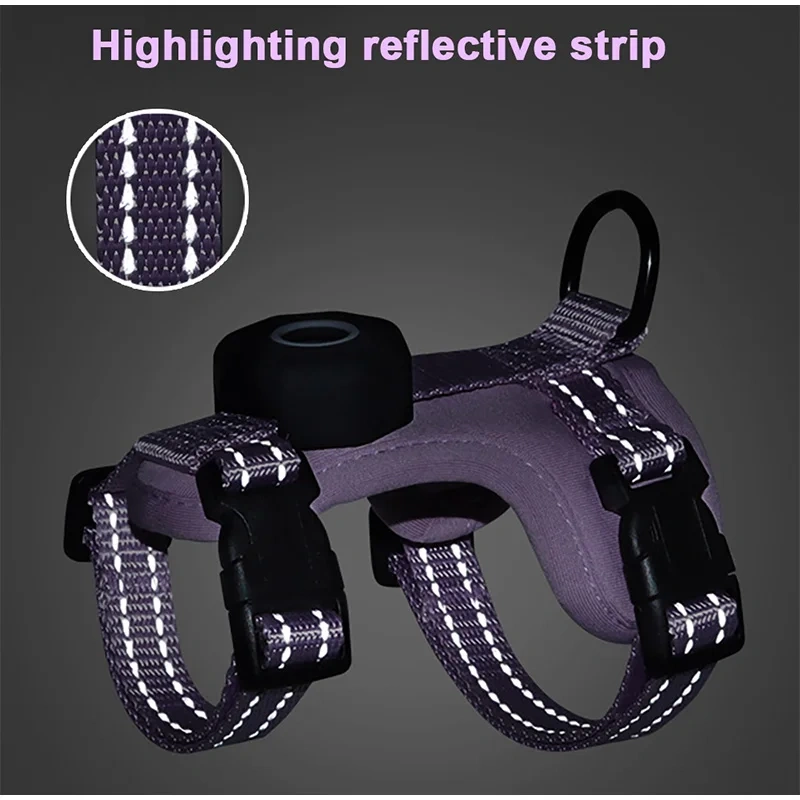 Escape-Proof Cat Harness with AirTag Holder Lightweight Reflective Adjustable Kitten Vest Harness for Outdoor Walking Active Cat