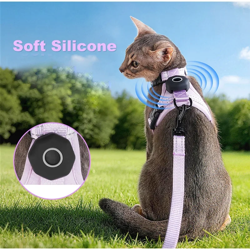 Escape-Proof Cat Harness with AirTag Holder Lightweight Reflective Adjustable Kitten Vest Harness for Outdoor Walking Active Cat