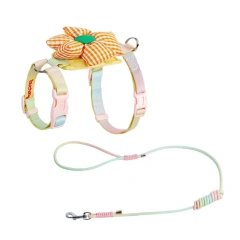 Touchdog Cat Harness Leash Set Durable Adjustable Nylon Harness Floral Pattern Soft Breathable Comfort for Small Cats Cute Style