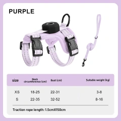 Escape-Proof Cat Harness with AirTag Holder Lightweight Reflective Adjustable Kitten Vest Harness for Outdoor Walking Active Cat