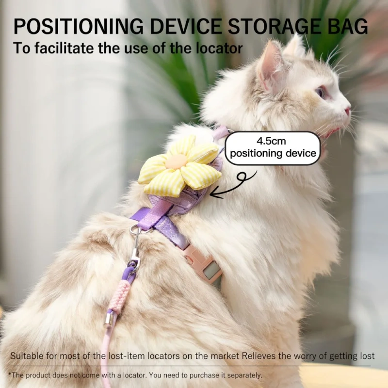 Touchdog Cat Harness Leash Set Durable Adjustable Nylon Harness Floral Pattern Soft Breathable Comfort for Small Cats Cute Style