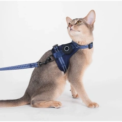 Escape-Proof Cat Harness with AirTag Holder Lightweight Reflective Adjustable Kitten Vest Harness for Outdoor Walking Active Cat