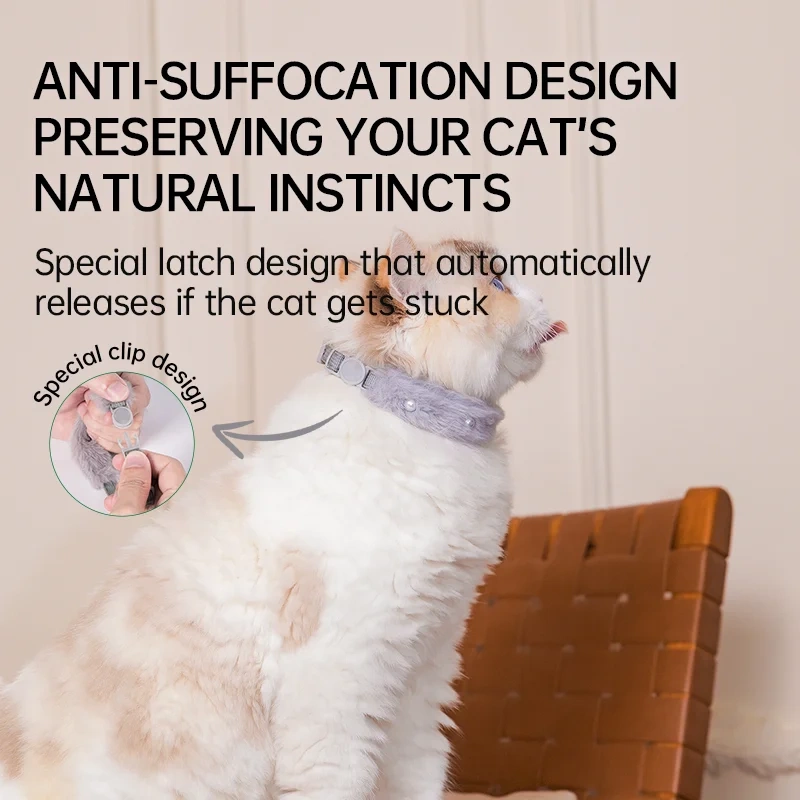 Touchdog Luxury Solid Faux Fur Cat Collar Pearl Decor Adjustable Anti-Breakaway Safety Buckle Soft Plush Princess Style All