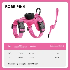 Escape-Proof Cat Harness with AirTag Holder Lightweight Reflective Adjustable Kitten Vest Harness for Outdoor Walking Active Cat