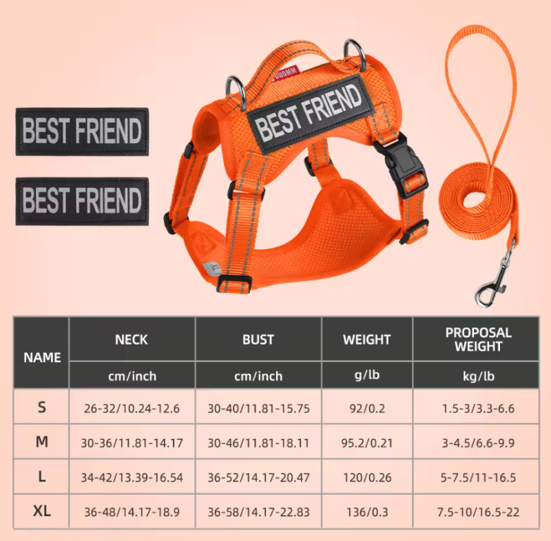 Fashion Solid Cat Dog Harness Set Reflective Nylon Mesh Pet Gear Lightweight Breathable Harness