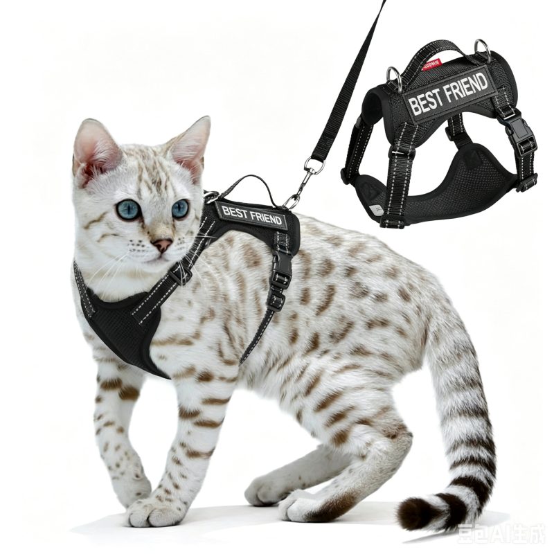 2026 Fashion Solid Cat Dog Harness Set Reflective Nylon Mesh Pet Gear Lightweight Breathable Harness