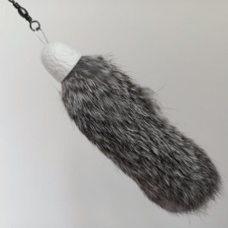 Natural rabbit fur toy tail
