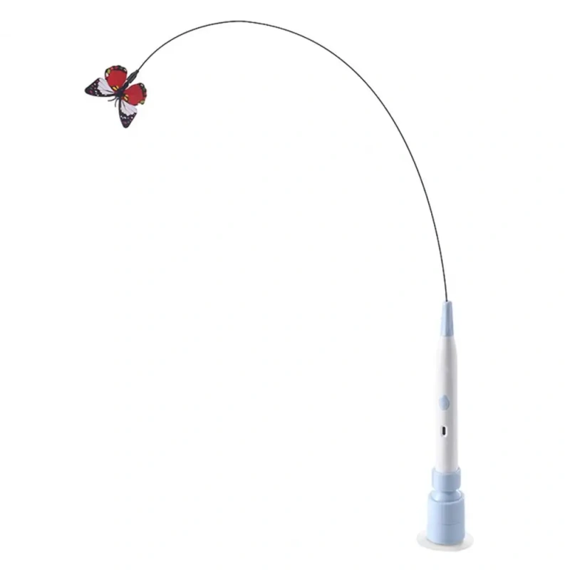 Electric Cat Teaser Electric Cat Butterfly Wand Toy with Suction Cup Automatic Kitten Teaser Stick Exercise Play Pet