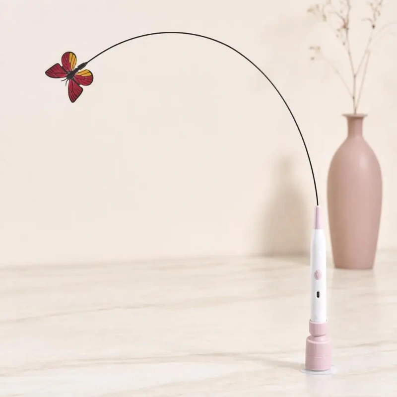 Electric Cat Teaser Electric Cat Butterfly Wand Toy with Suction Cup Automatic Kitten Teaser Stick Exercise Play Pet