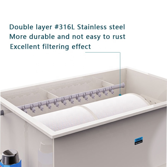 Automatic Box Type PP Drum Filter – 316 Stainless Steel Filter Screen Design for Intensive Aquaculture,ยูแท้งค์