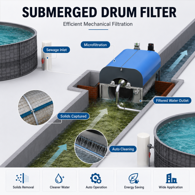 304/316L Submerged Stainless Steel Drum Microfilter | Aquaculture RAS Filtration System for Fish & Shrimp Farming,YUTANK,304/316L Submerged Stainless Steel Drum Microfilter | Aquaculture RAS Filtration System for Fish & Shrimp Farming