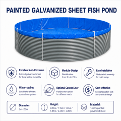 Painted Galvanized Steel Fish Pond | Modular RAS Aquaculture Tank for Fish & Shrimp Farming | Industrial Fish Farming System,YUTANK,Painted Galvanized Steel Fish Pond | RAS Fish Farming Tank Manufacturer