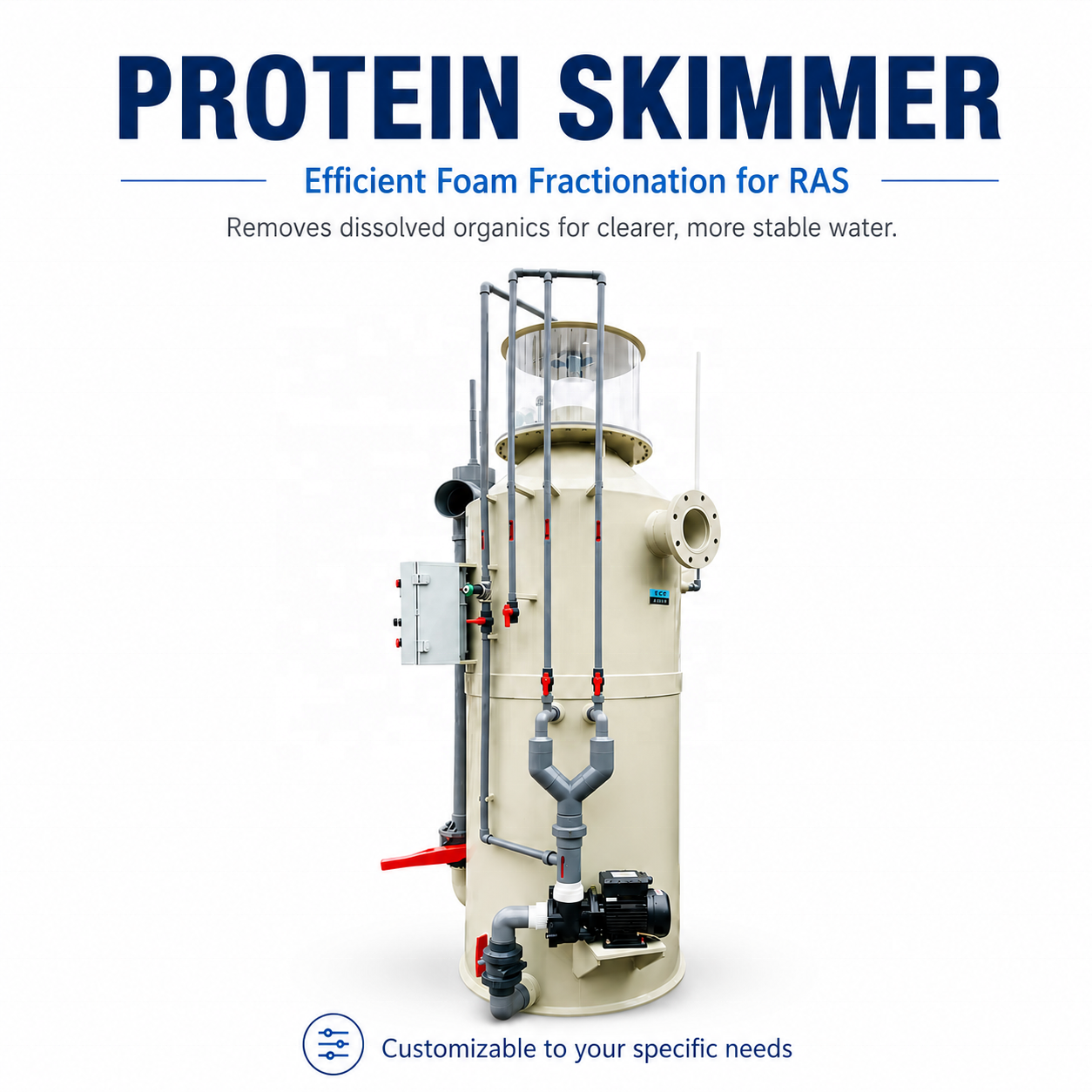 RAS Protein Skimmer | Industrial Foam Fractionator for Aquaculture Water Treatment & Organic Waste Removal System,YUTANK,Aquaculture Protein Skimmer System | Foam Fractionator for RAS Water Treatment | Industrial Organic Waste Removal Equipment | YUTANK