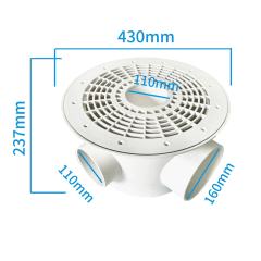 Heavy Duty PVC Fish Tank Bottom Drain | YUTANK RAS Double Outlet Koi Pond Waste Removal Siphon Filter System,يوتانك,PVC Fish Tank Bottom Drain System | Heavy Duty Koi Pond Waste Removal Siphon Filter for RAS Aquaculture & Fish Farming Tank Sewage Outlet | YUTANK