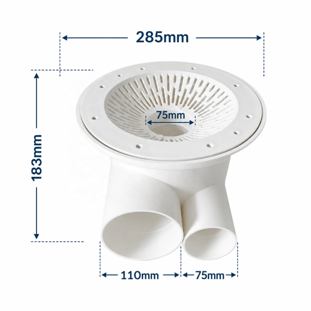 Heavy Duty PVC/PP Double Fish Pond Bottom Drain | Waste Removal Outlet for Koi Pond Water Circulation & Sewage System 285×183mm | YUTANK,YUTANK,PVC/PP Double Outlet Fish Pond Bottom Drain System | Koi Pond Waste Removal & Sewage Discharge for Aquaculture Water Circulation Equipment 285×183mm | YUTANK