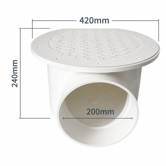 Customizable PP PVC Fish Pond Bottom Drain | Waste Removal Outlet for Koi Pond Water Circulation & Aquaculture Sewage System 420×240mm | YUTANK,유탱크,PP PVC Fish Pond Bottom Drain System | Koi Pond Waste Removal Outlet for Aquaculture Sewage & Water Circulation System 420×240mm | YUTANK Factory Supply