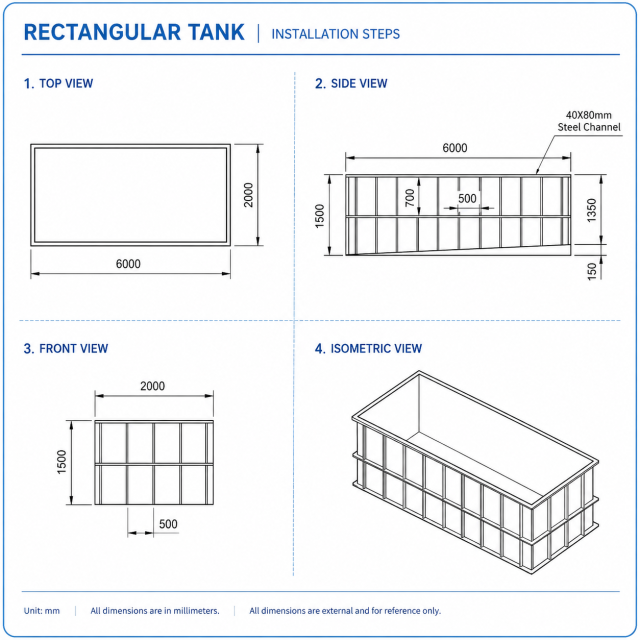 Square PP PVC Fish Tank for Aquaculture | YUTANK,YUTANK,Square PP PVC Fish Tank for Aquaculture | YUTANK