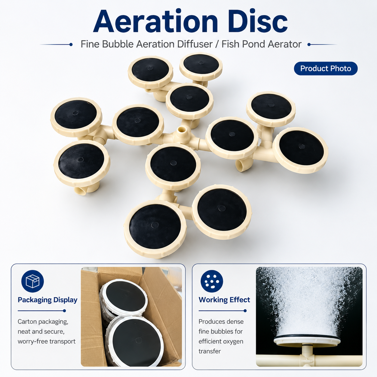 Micro Nano Bubble Disc Aerator | Fine Bubble Air Diffuser for Fish & Shrimp Pond Oxygenation Water Treatment Equipment | YUTANK,YUTANK,Micro Nano Bubble Disc Aerator for Aquaculture | Fine Bubble Air Diffuser Oxygenation System for Fish & Shrimp Pond Water Treatment Equipment | YUTANK