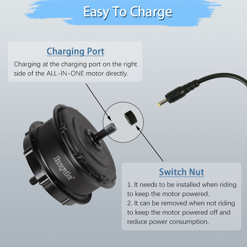 P130 ALL-IN-ONE Front Hub Motor, Electric Motor For Bike Built-in 7Ah Battery, 30V 250W Ebike Motor
