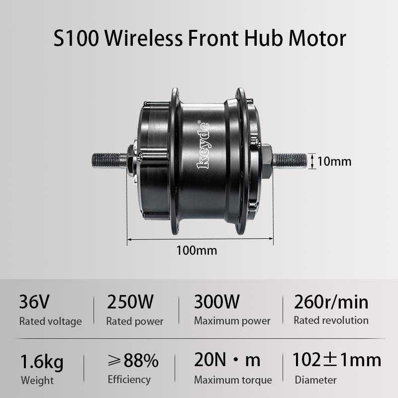 S100 Wireless Front Hub Motor, 36V 250W Electric Motor For Bike, 1.6Kg Silent Ebike Motor