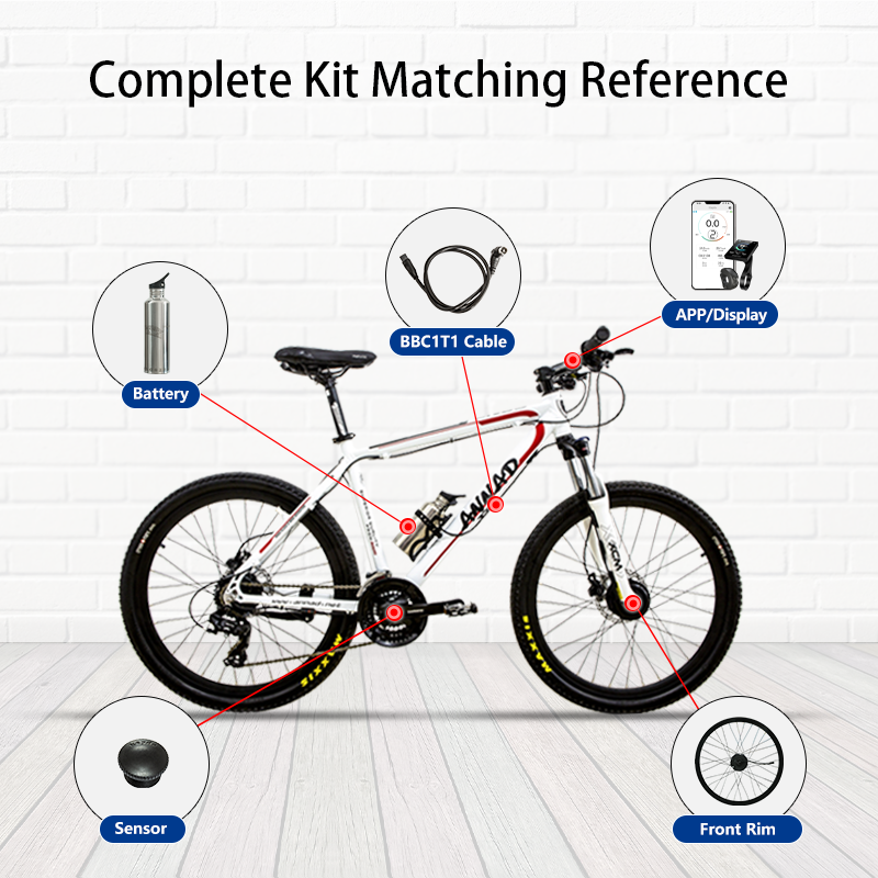 S110 Wireless Front Hub Motor Rim, 36V 250W Silent Ebike Motor, Built-in Controller & Clutch