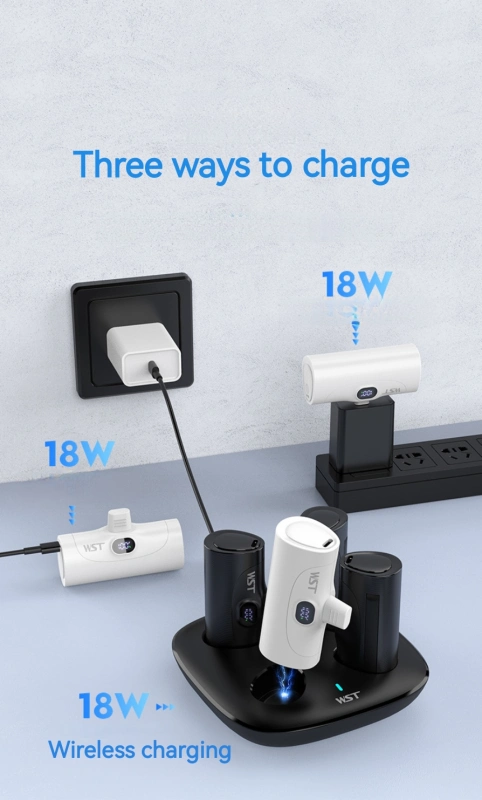 Capsule Charging Power Bank with Charge Stand Phone Holder 5000 mAh x4