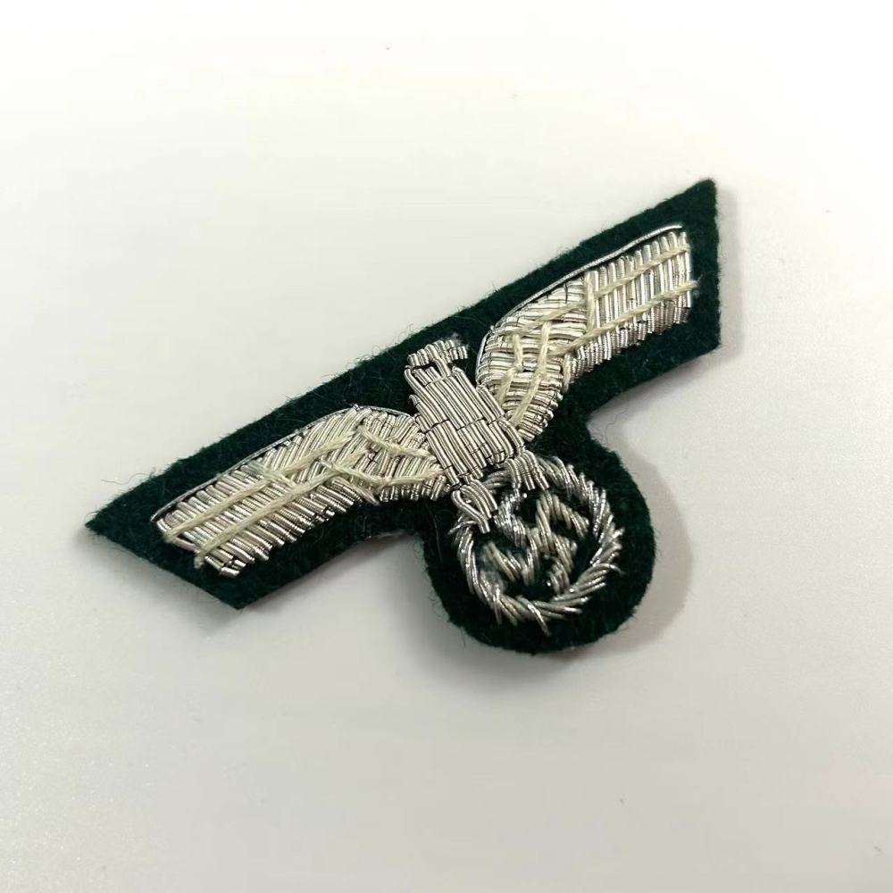 WW2 German Wreath and Cockade Wehrmacht Officer,Hand embroidered Sliver bullion