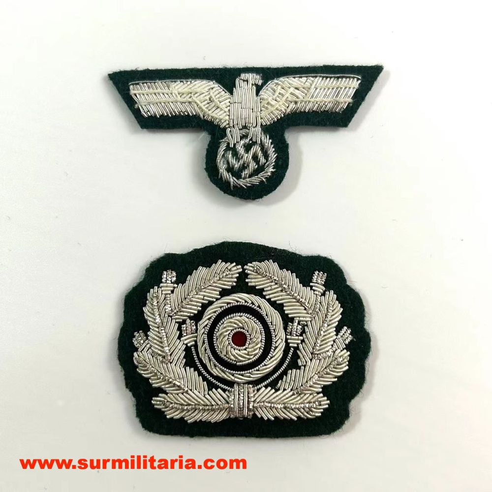 WW2 German Wreath and Cockade Wehrmacht Officer,Hand embroidered Sliver bullion