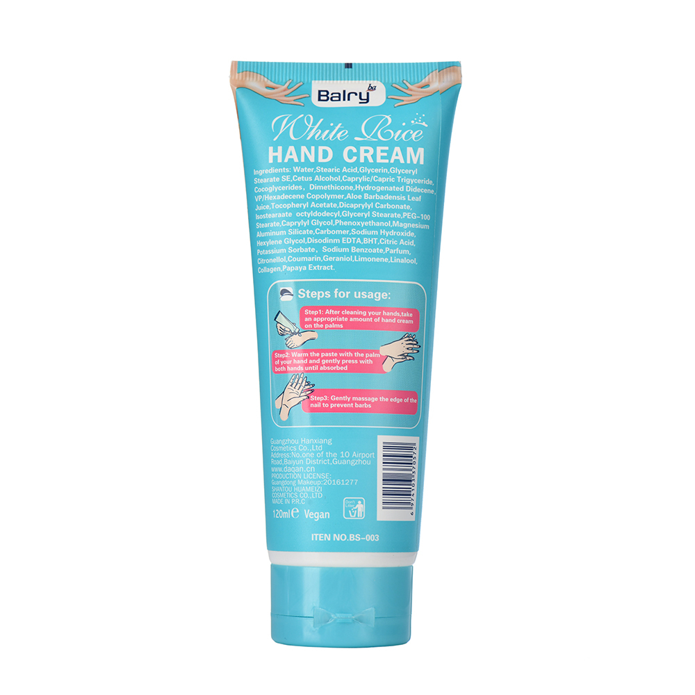 Balry Moisturizing Anti-wrinkle Nourishing Rice Organic Care Hand Cream
