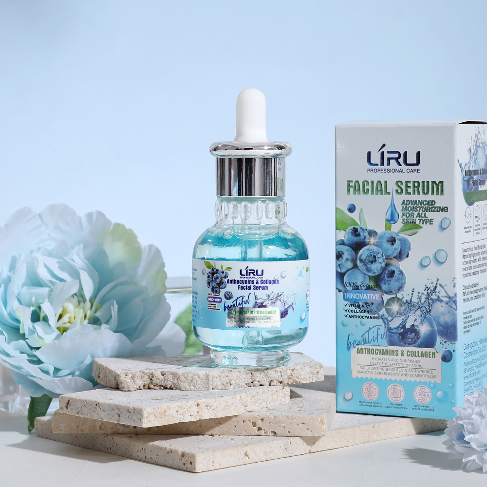 Liru Nourishing Anti-Wrinkle Blueberry Collagen Face Serum for Natural Radiant Youthful