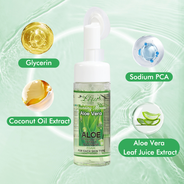 Soothing Skin Care Hydrating Aloe Vera Bubble Makeup Remover Facial Cleanser