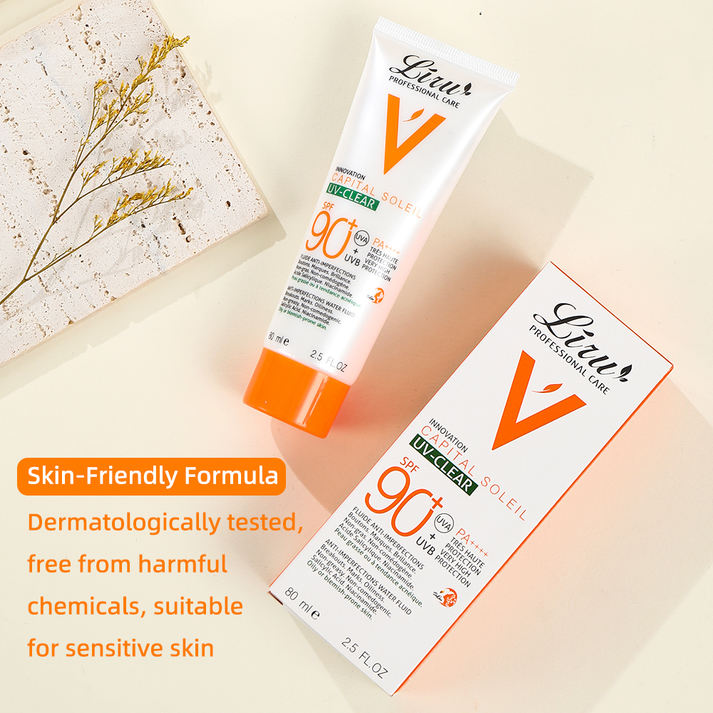 Broad-spectrum sunscreen protecting sensitive skin around eyes from UV rays