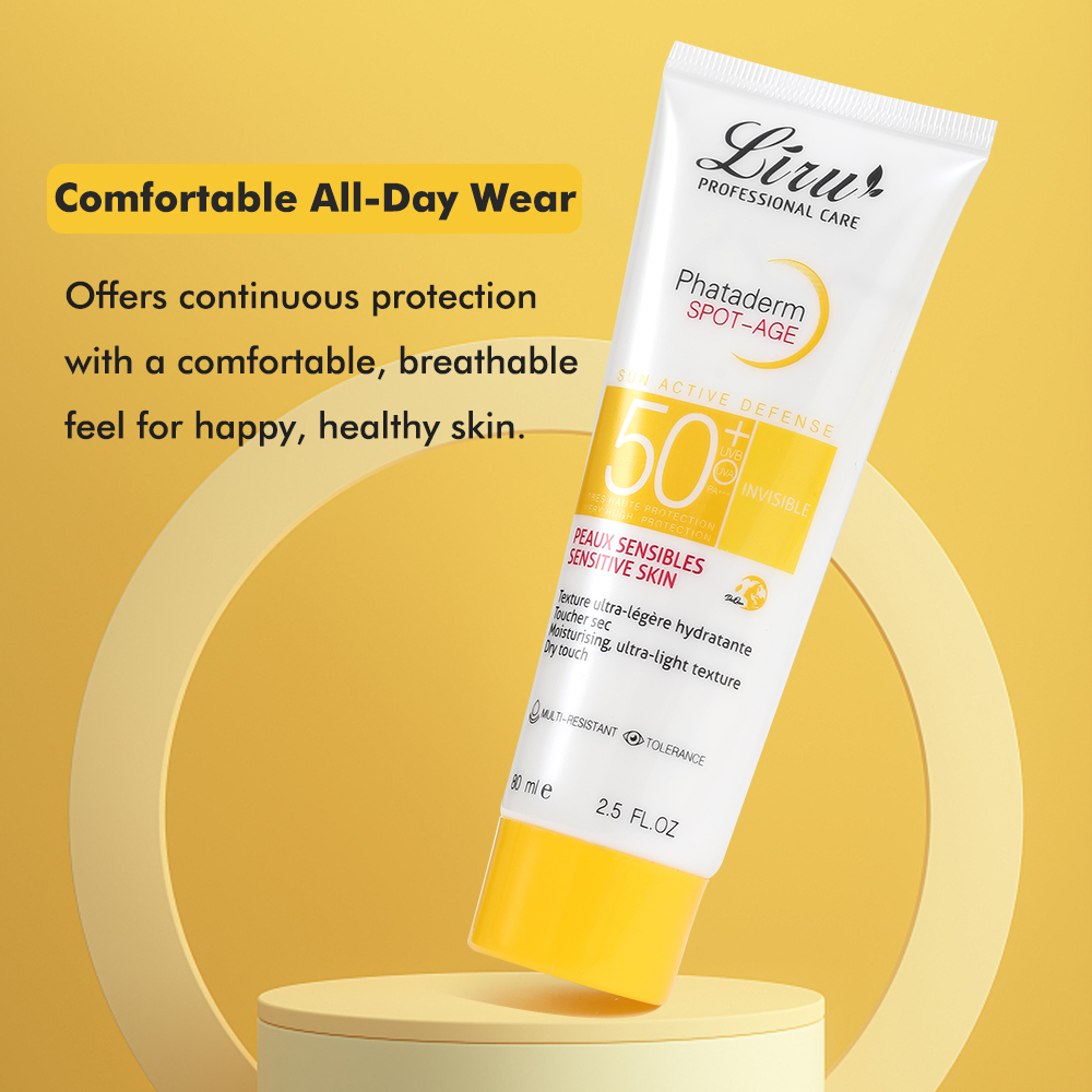 Applying SPF50 Sunscreen at Beach - Water-Resistant & Non-Greasy