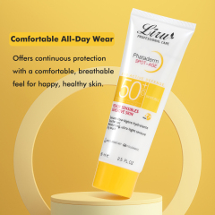 Applying SPF50 Sunscreen at Beach - Water-Resistant & Non-Greasy