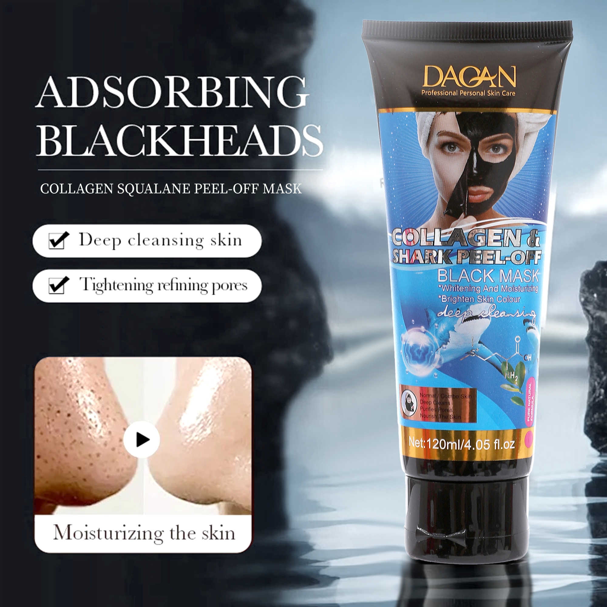 Deep Pore Cleansing Squalane Collagen Peel-off Mask Hydrating Blackhead Remover