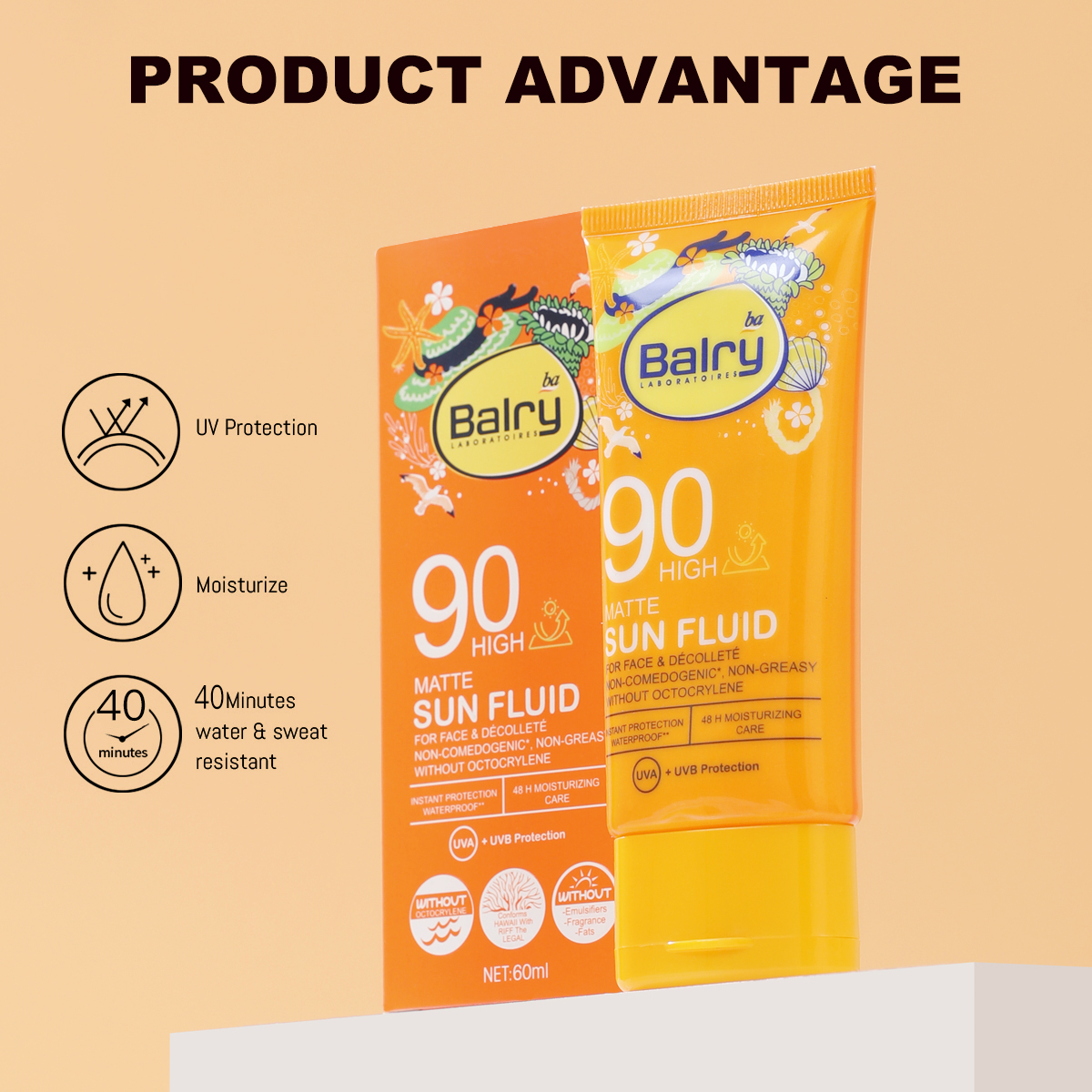 Balry Water-Resistant Quality Face Sunscreen UV Protection Sunblock