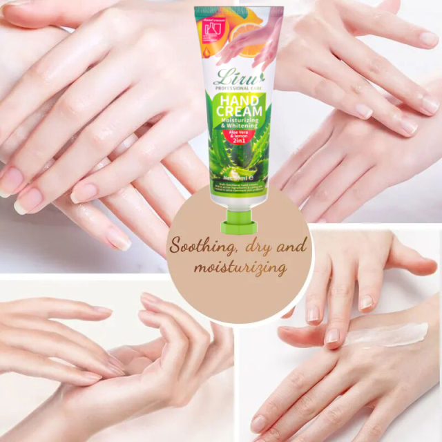 Applying DAQAN Aloe Vera Hand Cream for dry hands in cold weather