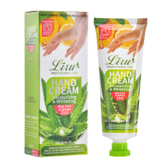 Liru Aloe Vera Hand Cream tube and box for anti-wrinkle and whitening