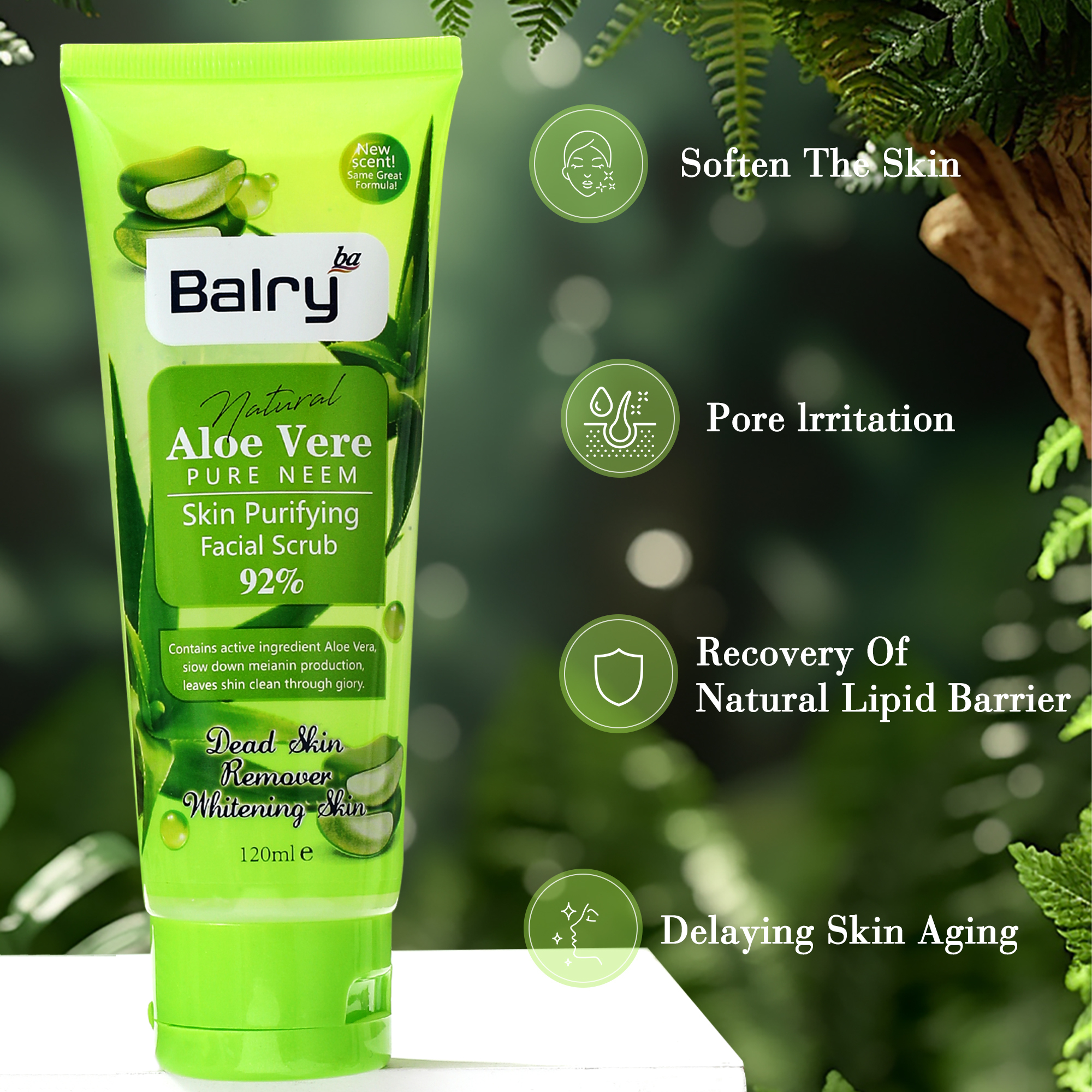 Natural Aloe Vera Smoothing Facial Exfoliant Refreshing Scrub