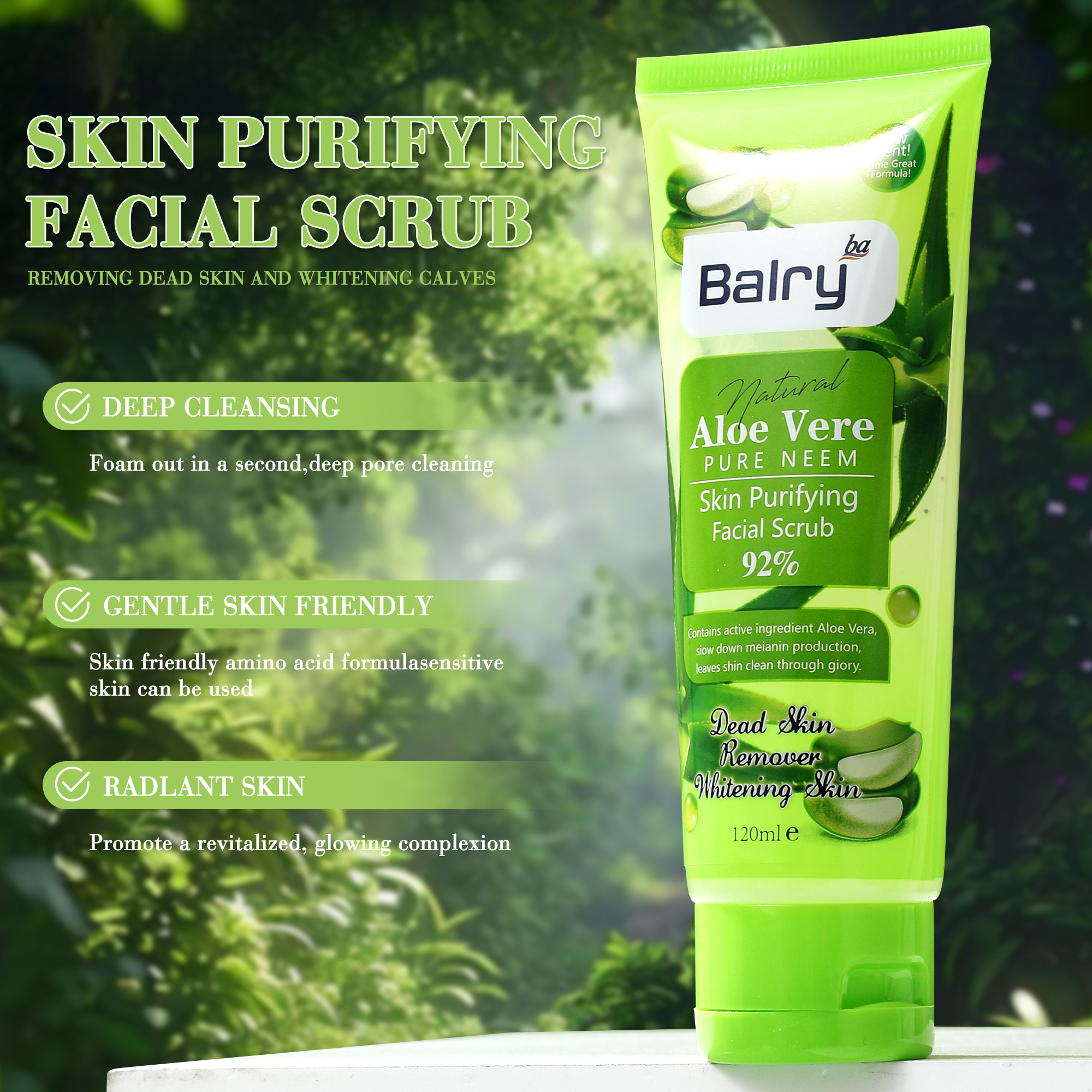 Natural Aloe Vera Smoothing Facial Exfoliant Refreshing Scrub