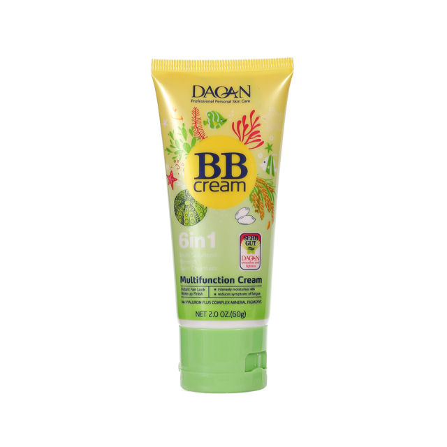 A tube of our market-ready 6-in-1 BB Cream with SPF 15, available for private label branding and wholesale from our cosmetic factory.