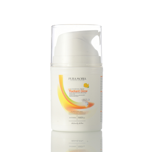 PURAMORIA Radiant Face Cream jar, a day cream with SPF 15+ for hydration and anti-aging