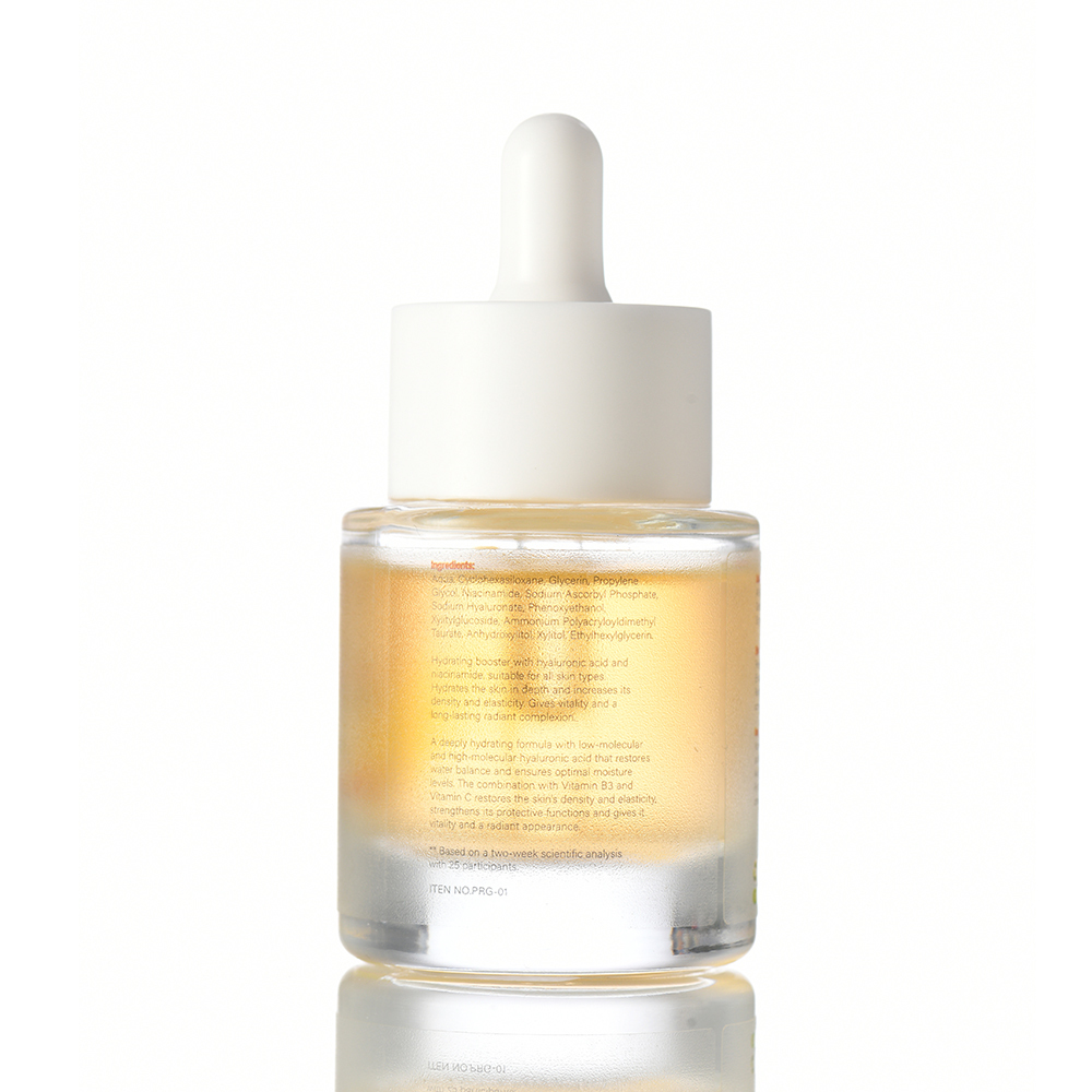 Key ingredients of PURAMOIRA Hydrating Serum: Vitamin C and Niacinamide for skin hydration and radiance