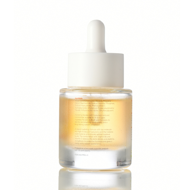 Key ingredients of PURAMOIRA Hydrating Serum: Vitamin C and Niacinamide for skin hydration and radiance